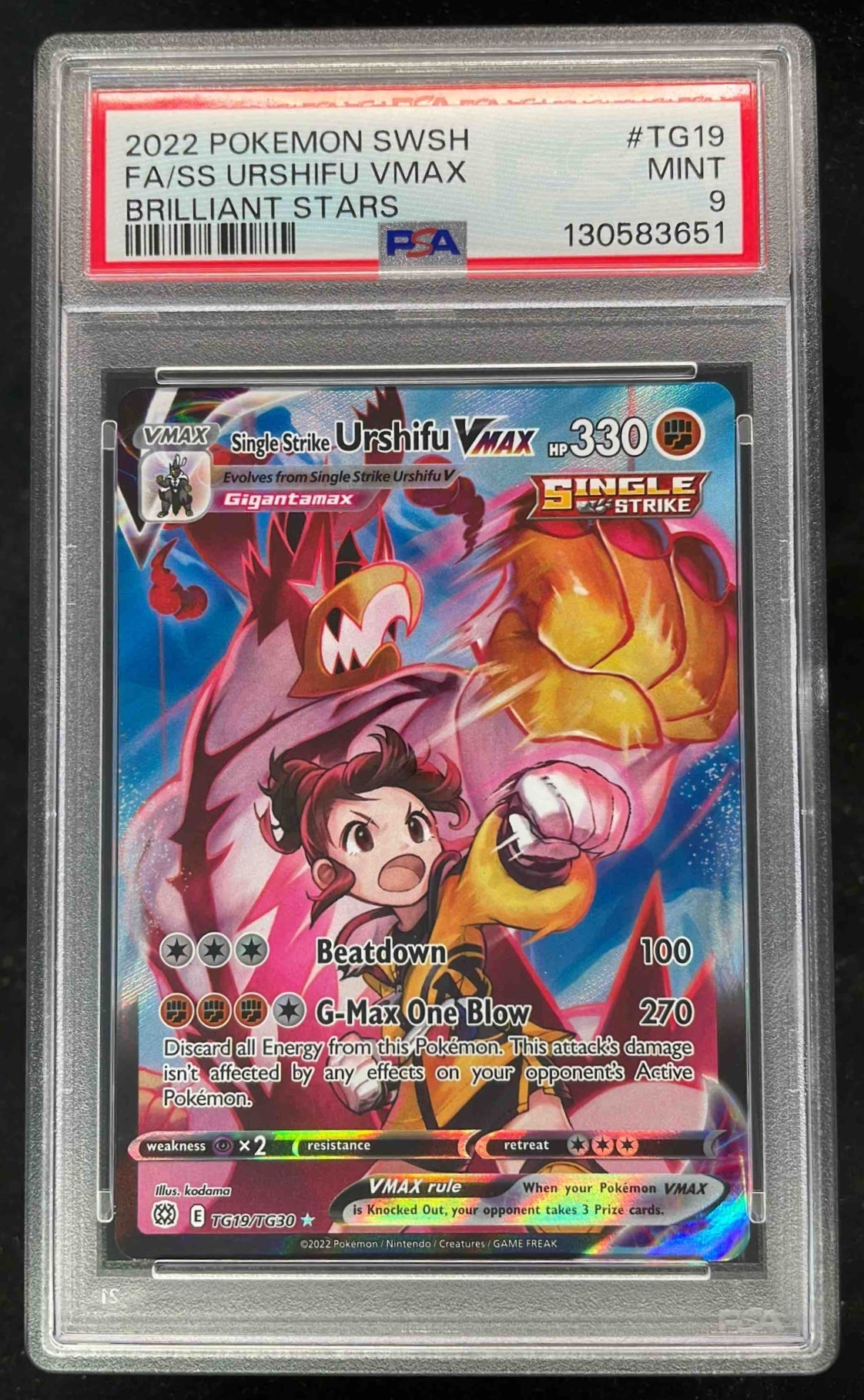 2022 Pokemon Sword & Shield Brilliant Stars Single Strike Urshifu VM PSA 9