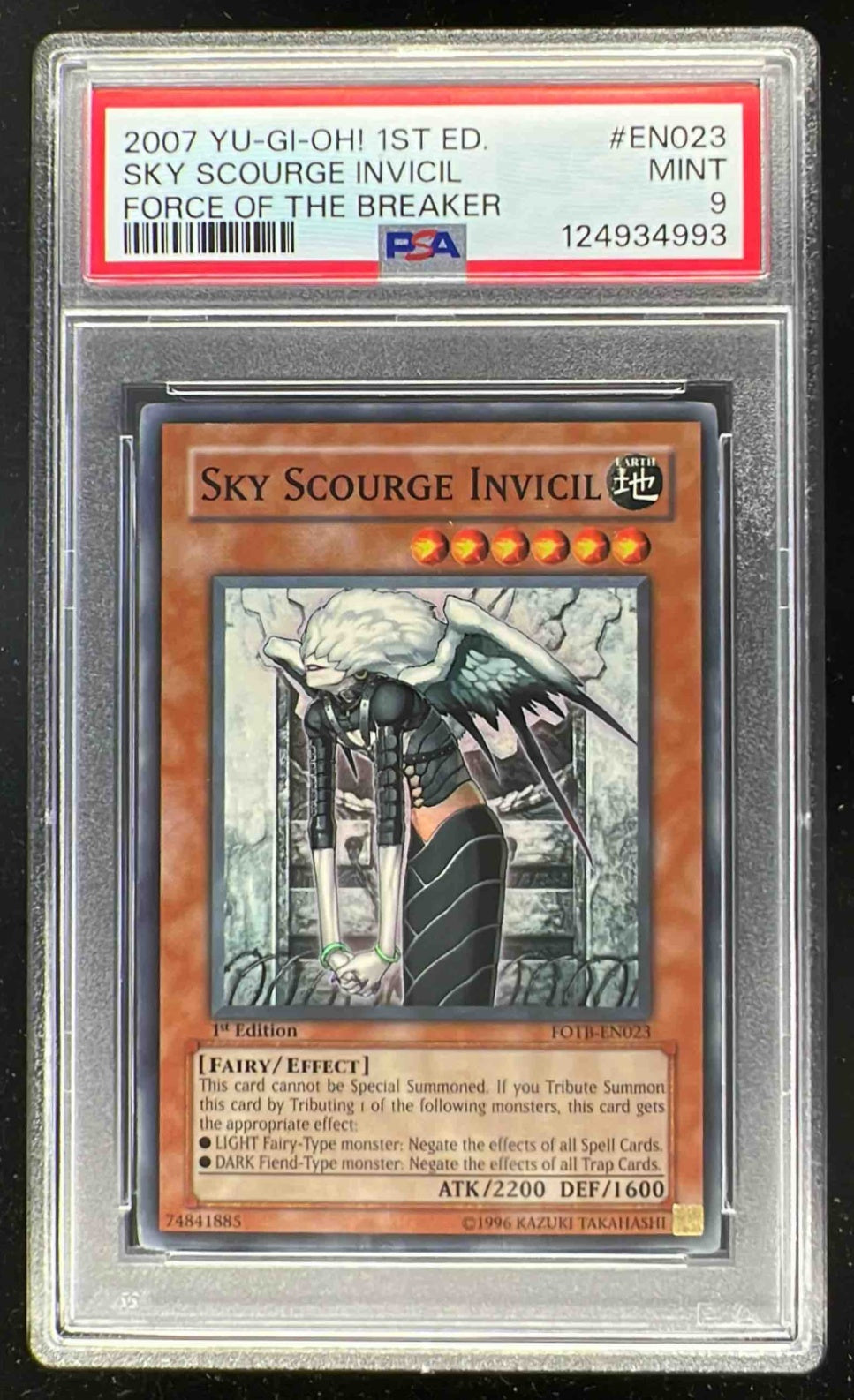 2007 Yu-Gi-Oh! Force of the Breaker 1st Edition #EN023 Sky Scourge Invicil PSA 9
