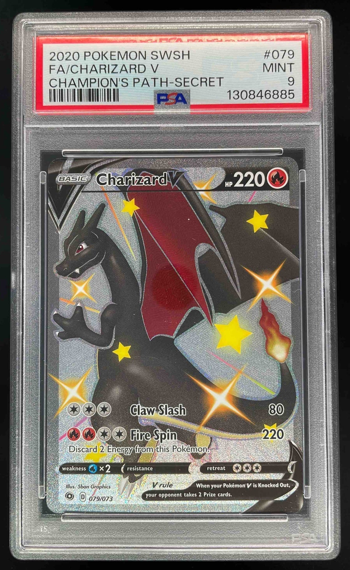 2020 Pokemon Sword & Shield Champion's Path #079/073 Charizard V PSA 9