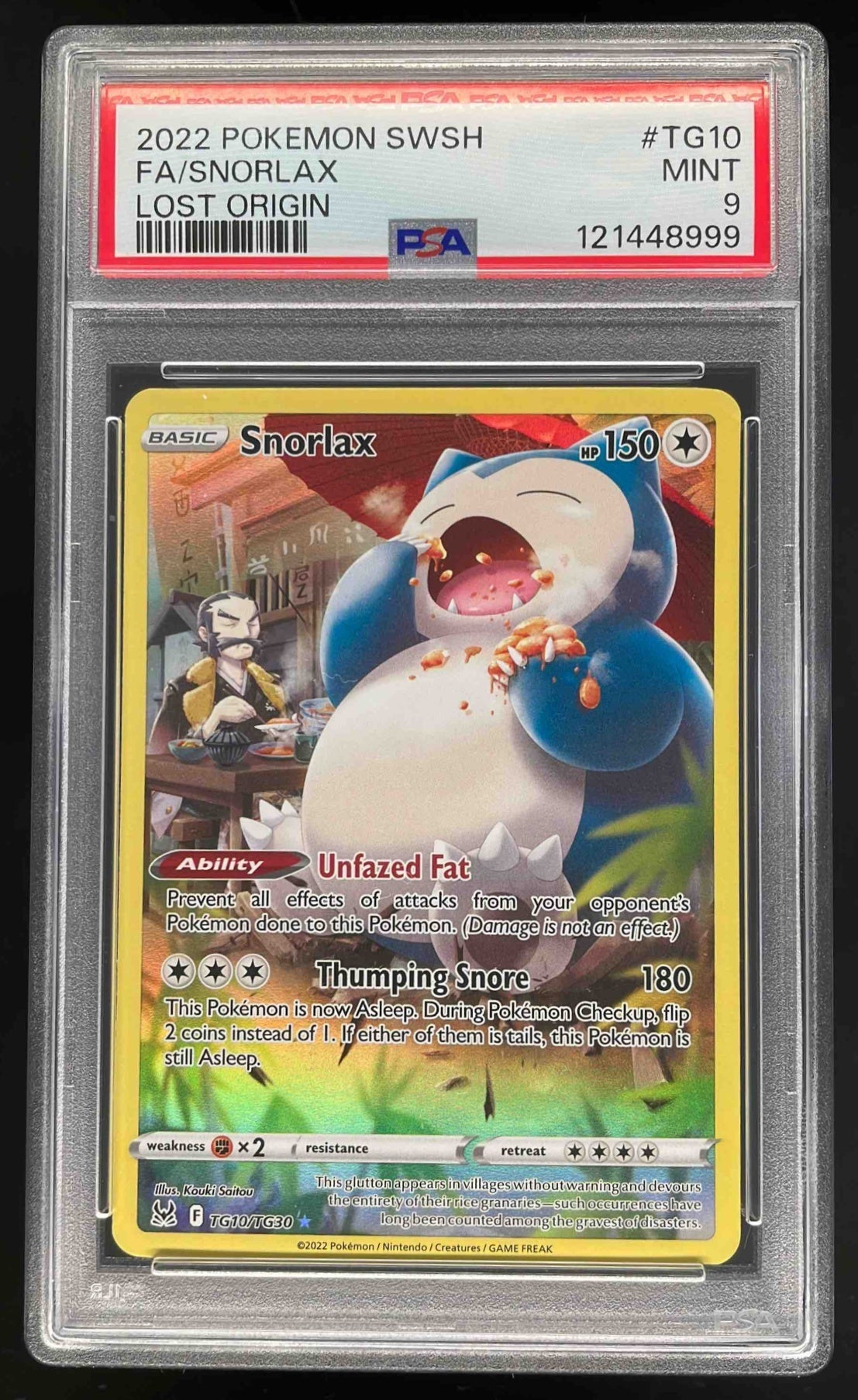 2022 Pokemon Sword & Shield Lost Origin Trainer Gallery #TG10/TG30 Snorlax PSA 9