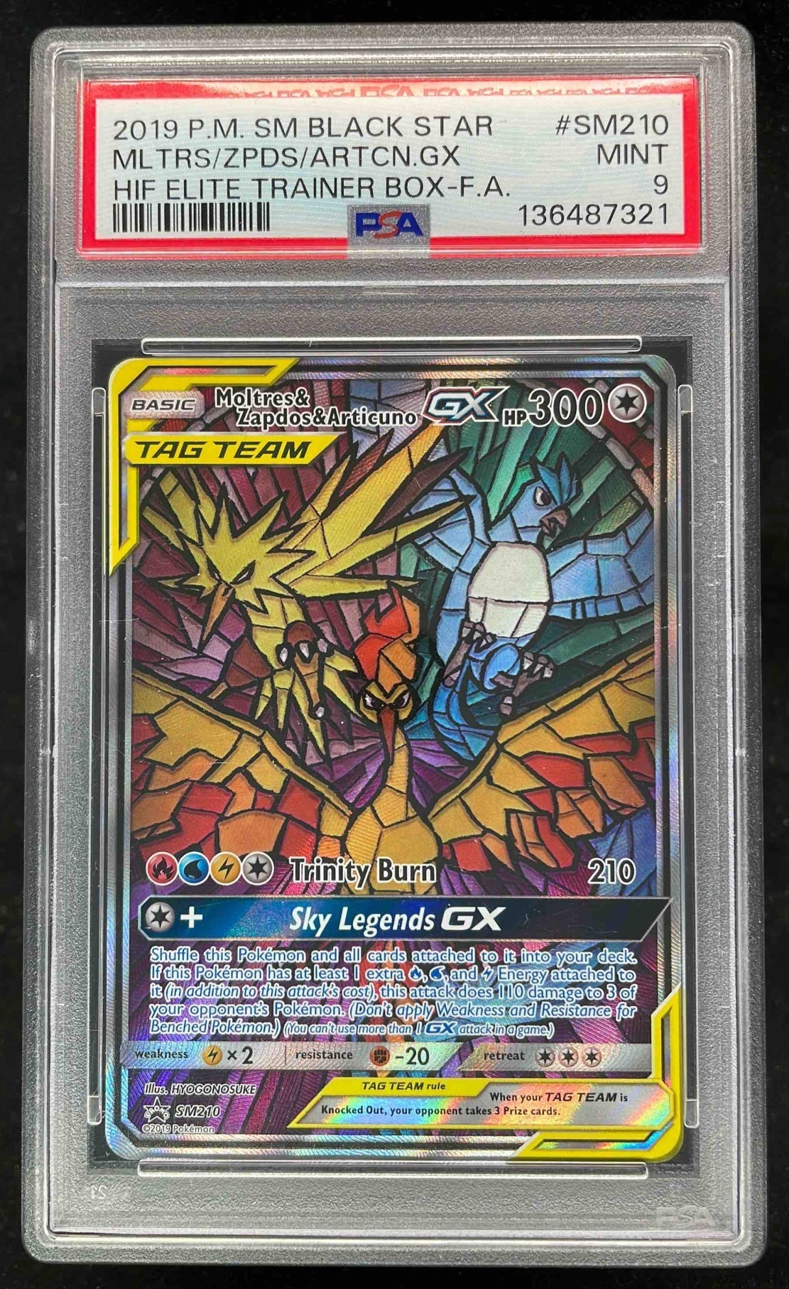 2019 Pokemon SM Black Star Promos Moltres & Zapdos & Articuno Tag Team PSA 9