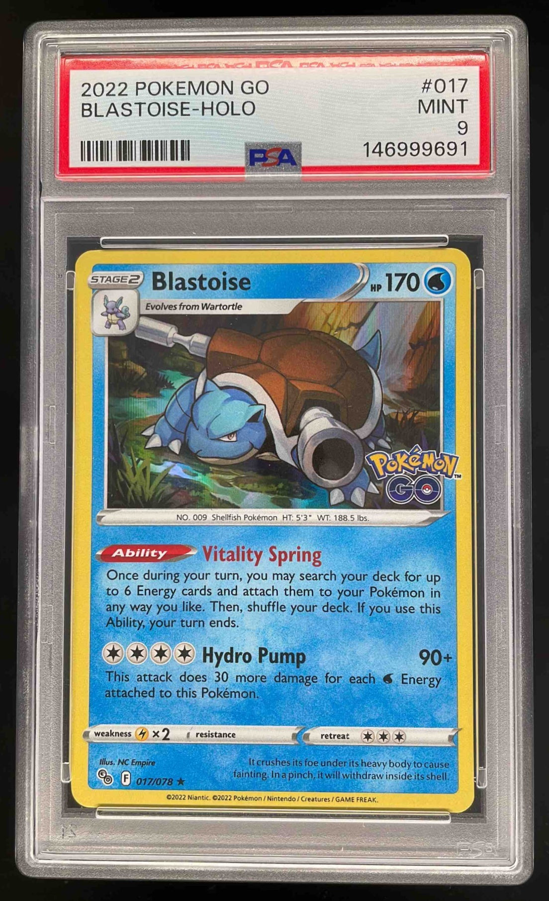2022 Pokemon Sword & Shield Pokemon GO #017/078 Blastoise PSA 9