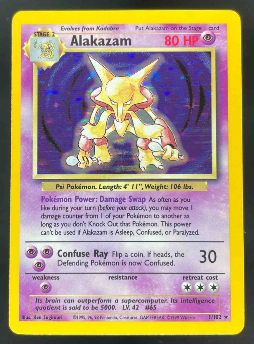 1999 Pokemon Unlimited #1/102 Alakazam Rare Holo