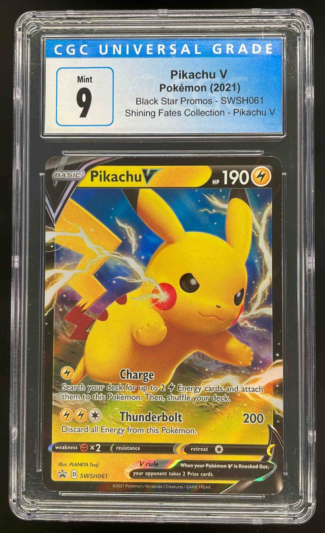 2021 Pokemon Sword & Shield Black Star Promos #SWSH061 Pikachu V CGC 9