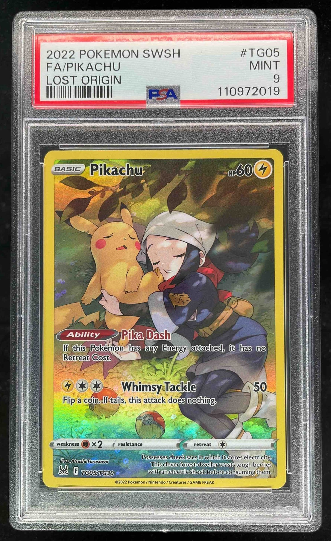 2022 Pokemon Sword & Shield Lost Origin Trainer Gallery #TG05/TG30 Pikachu PSA 9