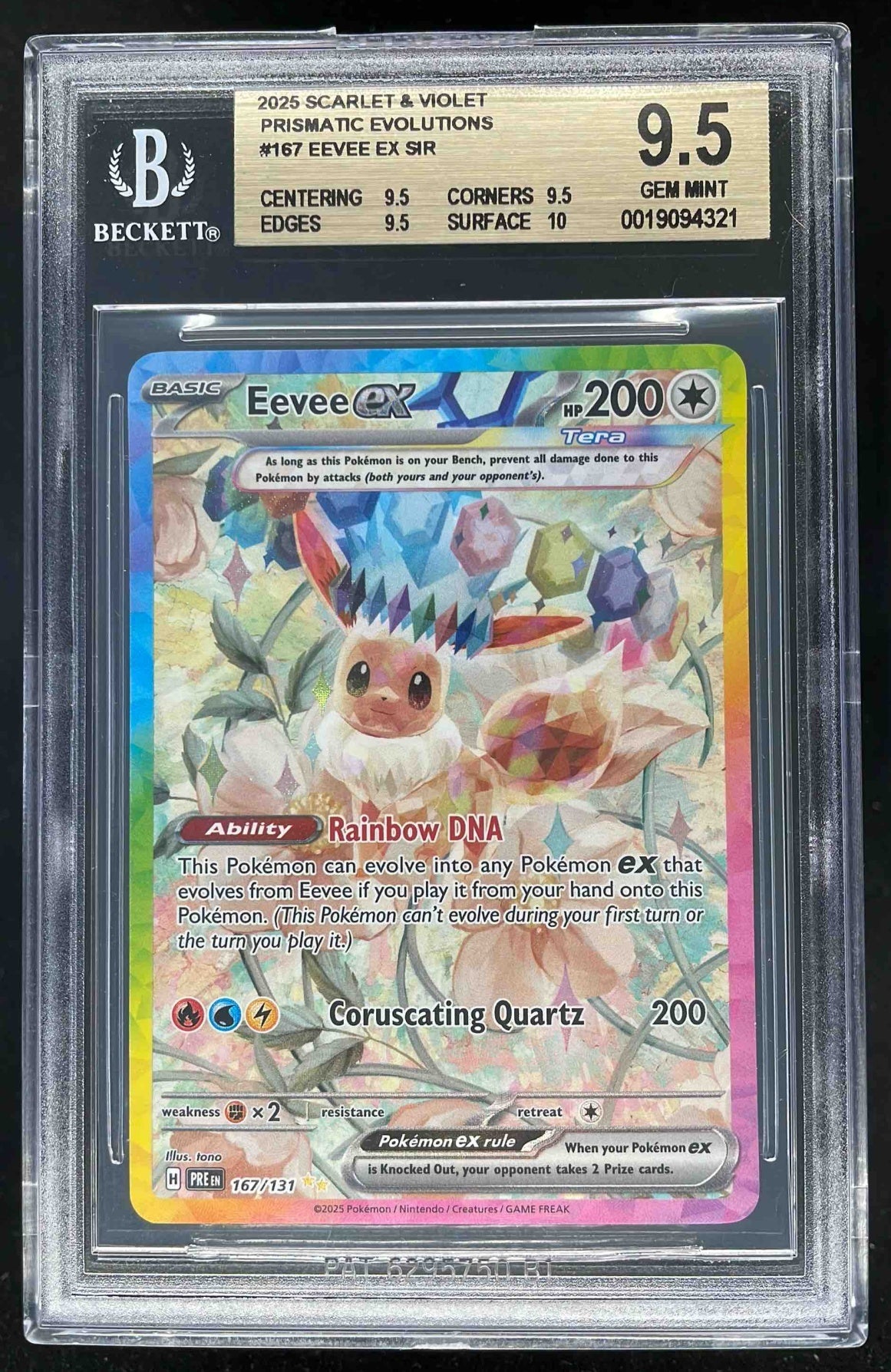 2025 Pokemon Prismatic Evolutions #167/131 Eevee ex BGS 9.5