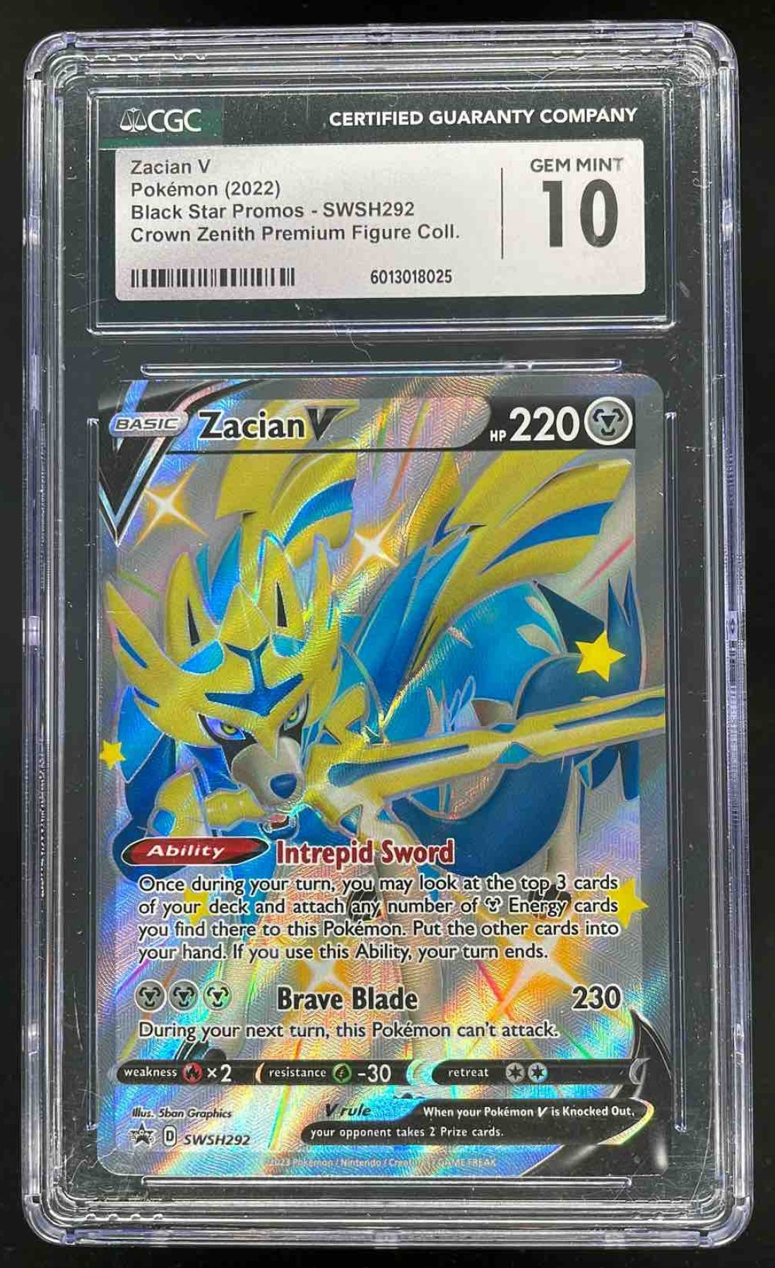 2022 Pokemon Sword & Shield Black Star Promos #SWSH292 Zacian V CGC 10