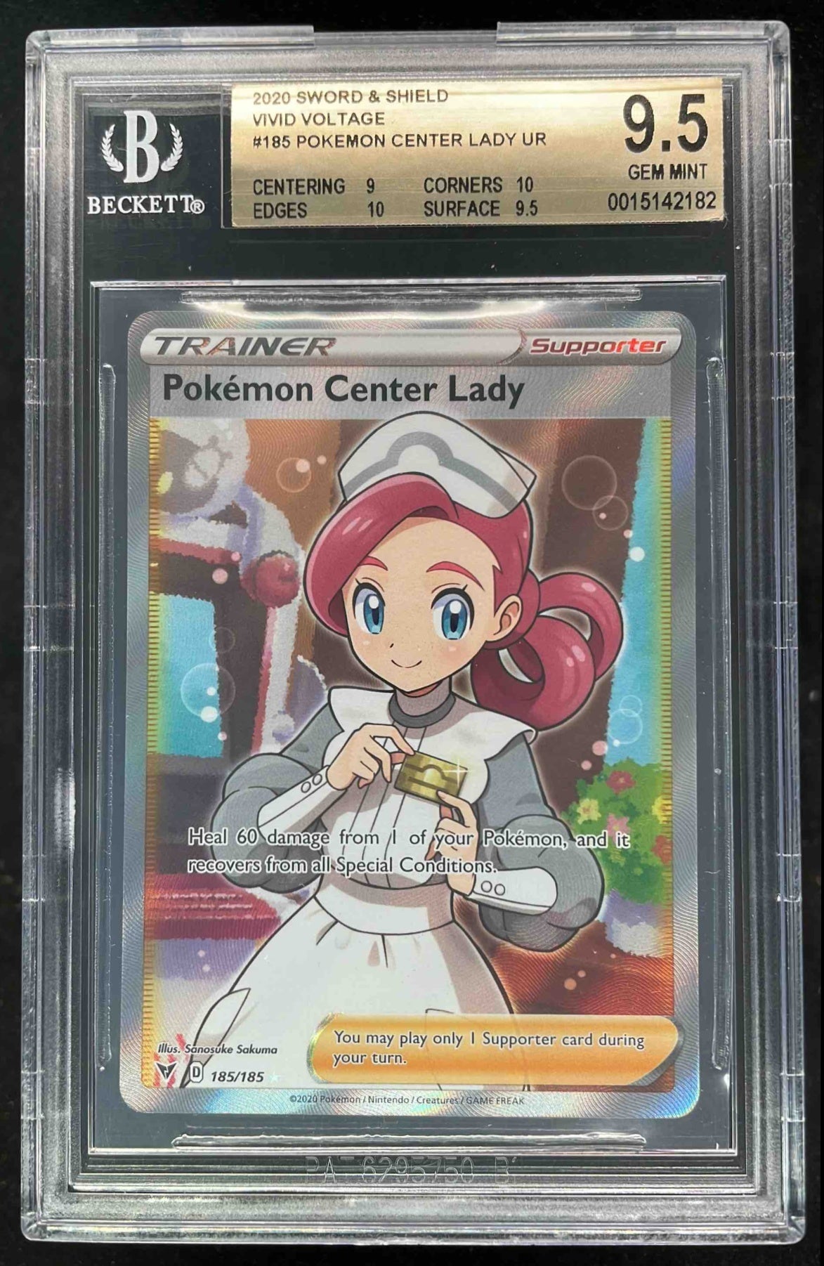 2020 Pokemon Sword & Shield Vivid Voltage #185/185 Pokemon Center Lady BGS 9.5