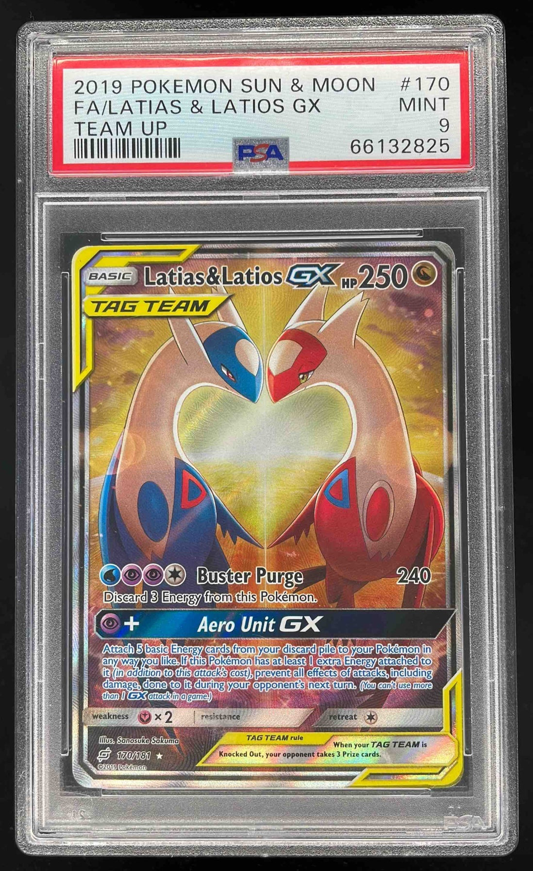 2019 Pokemon Sun & Moon Team Up #170/181 Latias & Latios PSA 9