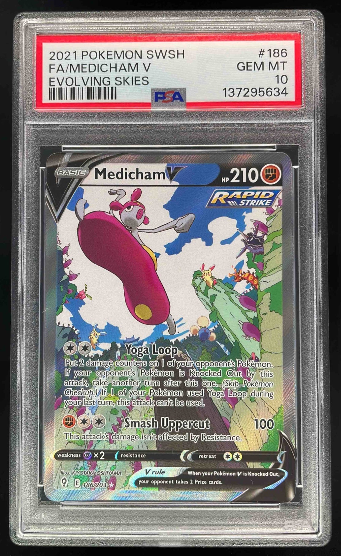 2021 Pokemon Sword & Shield Evolving Skies #186/203 Medicham V PSA 10