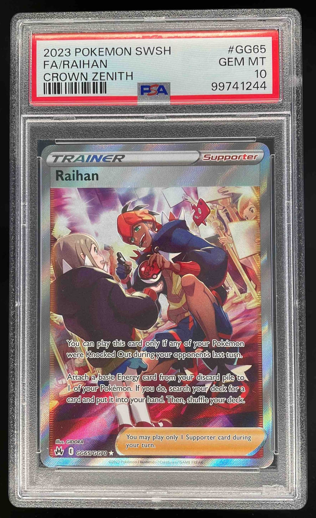 2023 Pokemon Sword & Shield Crown Zenith Galarian Gallery #GG65 Raihan PSA 10