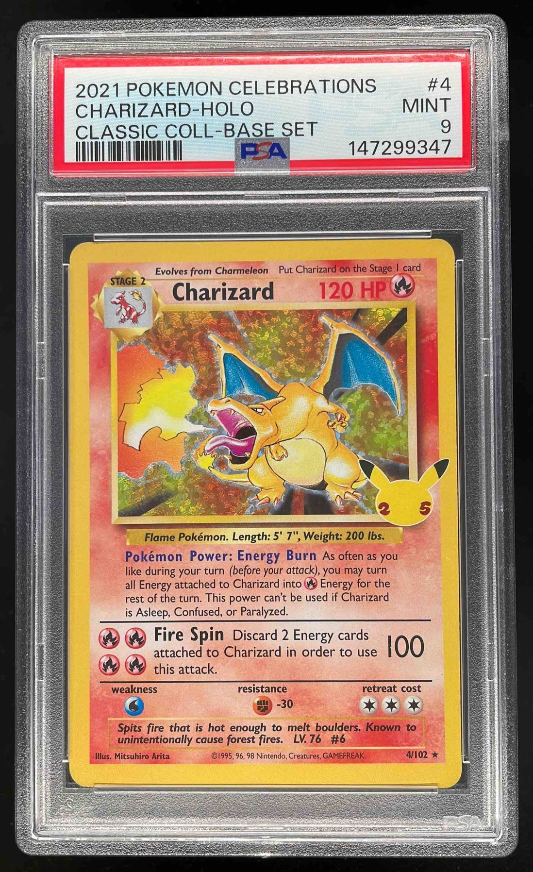 2021 Pokemon Sword Shield Celebrations Classic Collection #4/102 Charizard PSA 9