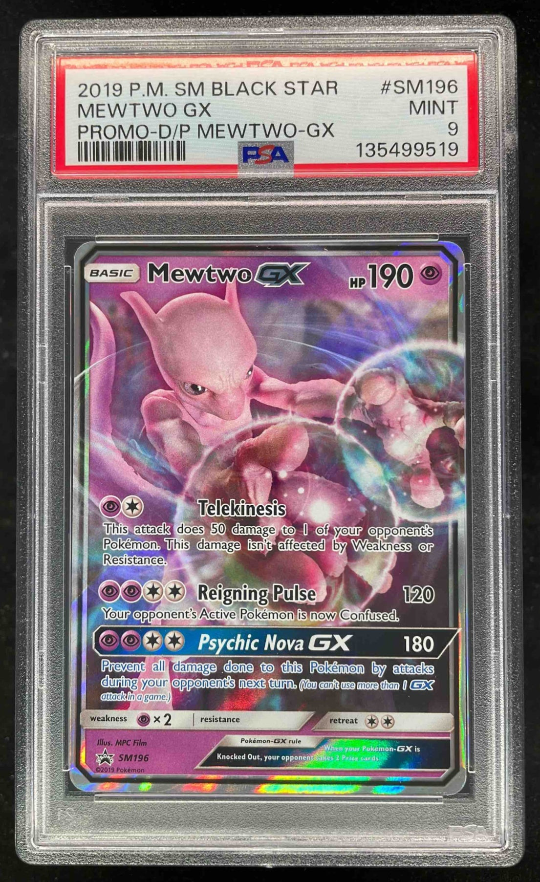 2019 Pokemon SM Black Star Promos #SM196 Mewtwo PSA 9
