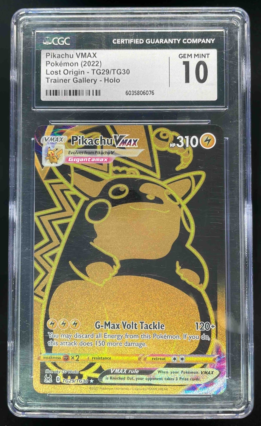 2022 Pokemon Sword & Shield Lost Origin Trainer #TG29/TG30 Pikachu VMAX CGC 10