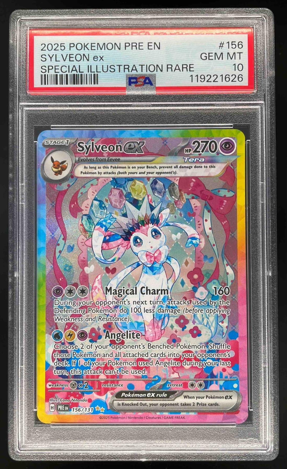 2025 Pokemon Prismatic Evolutions #156/131 Sylveon ex PSA 10
