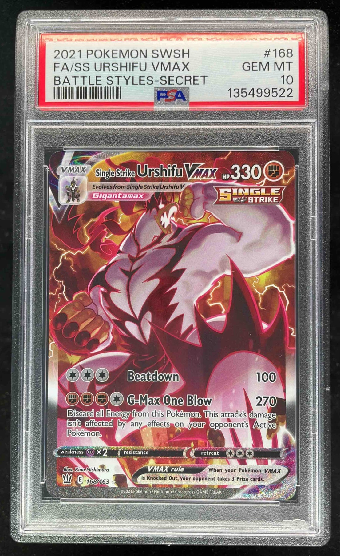 2021 Pokemon Sword & Shield Battle Styles #168 Single Strike Urshifu VM PSA 10