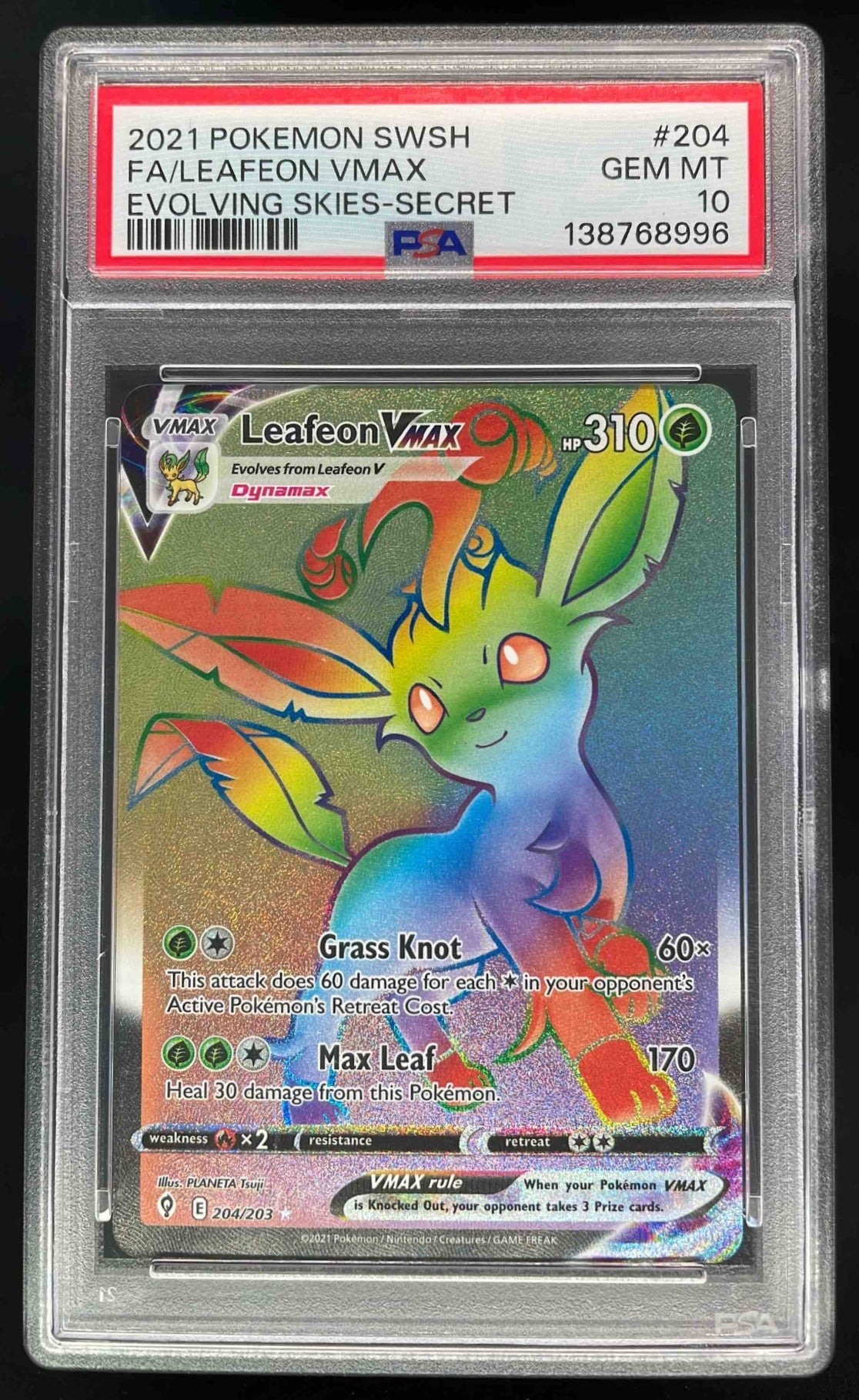 2021 Pokemon Sword & Shield Evolving Skies #204/203 Leafeon VMAX PSA 10