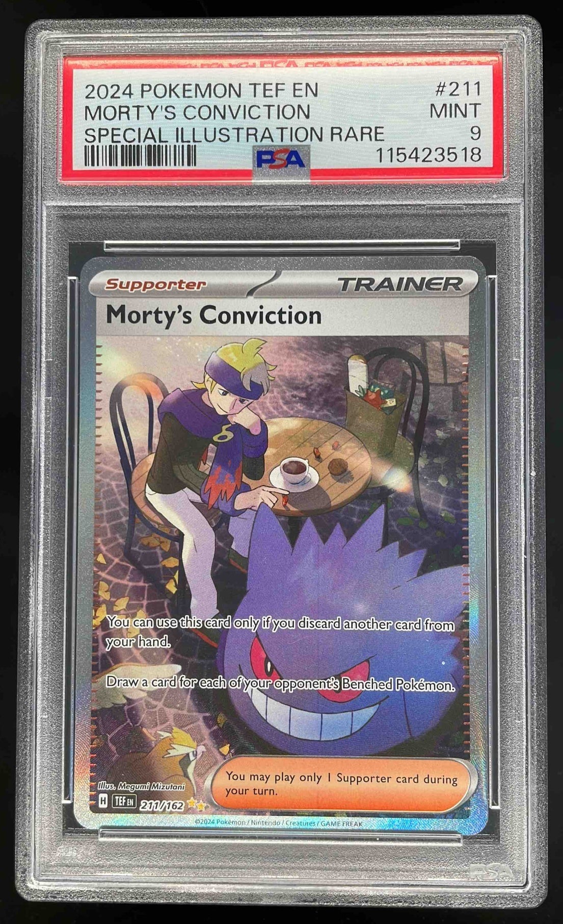 2024 Pokemon Temporal Forces #211/162 Morty's Conviction PSA 9