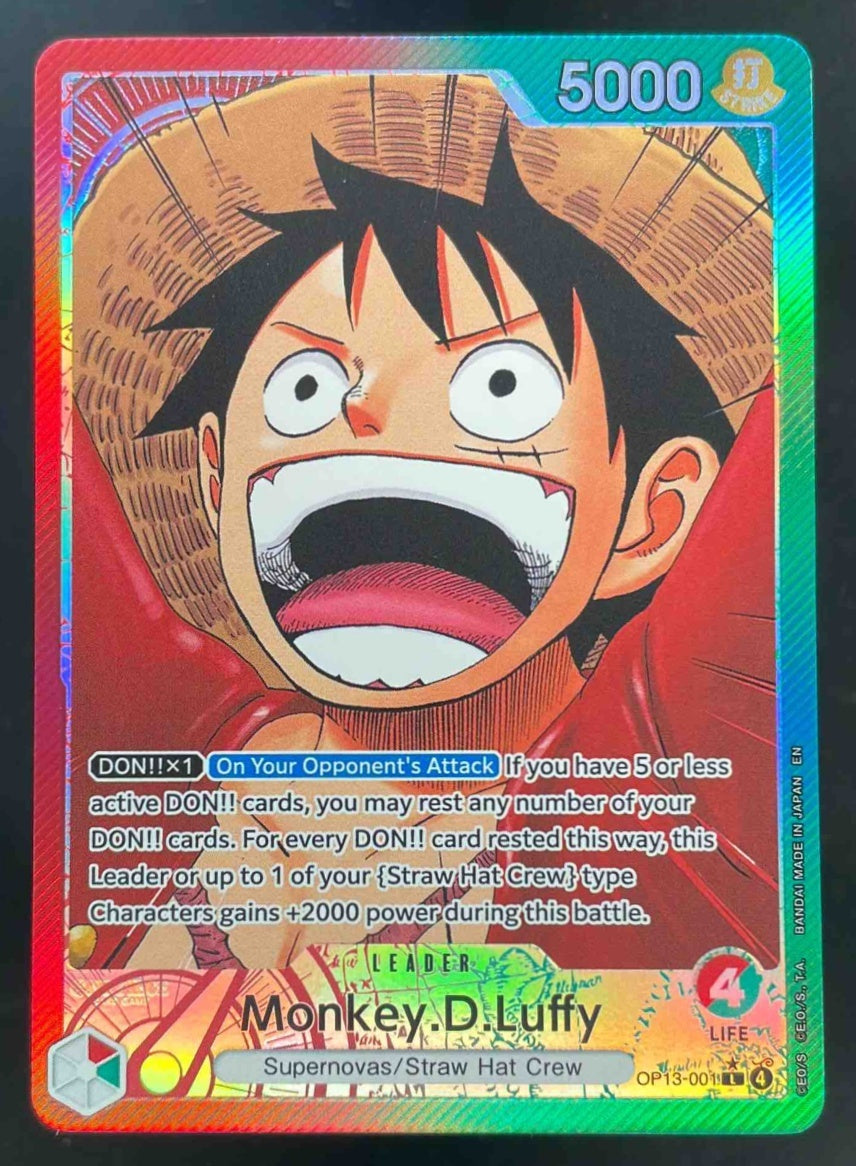 2025 One Piece Carrying On His Will Leader #OP13-001 Monkey D. Luffy