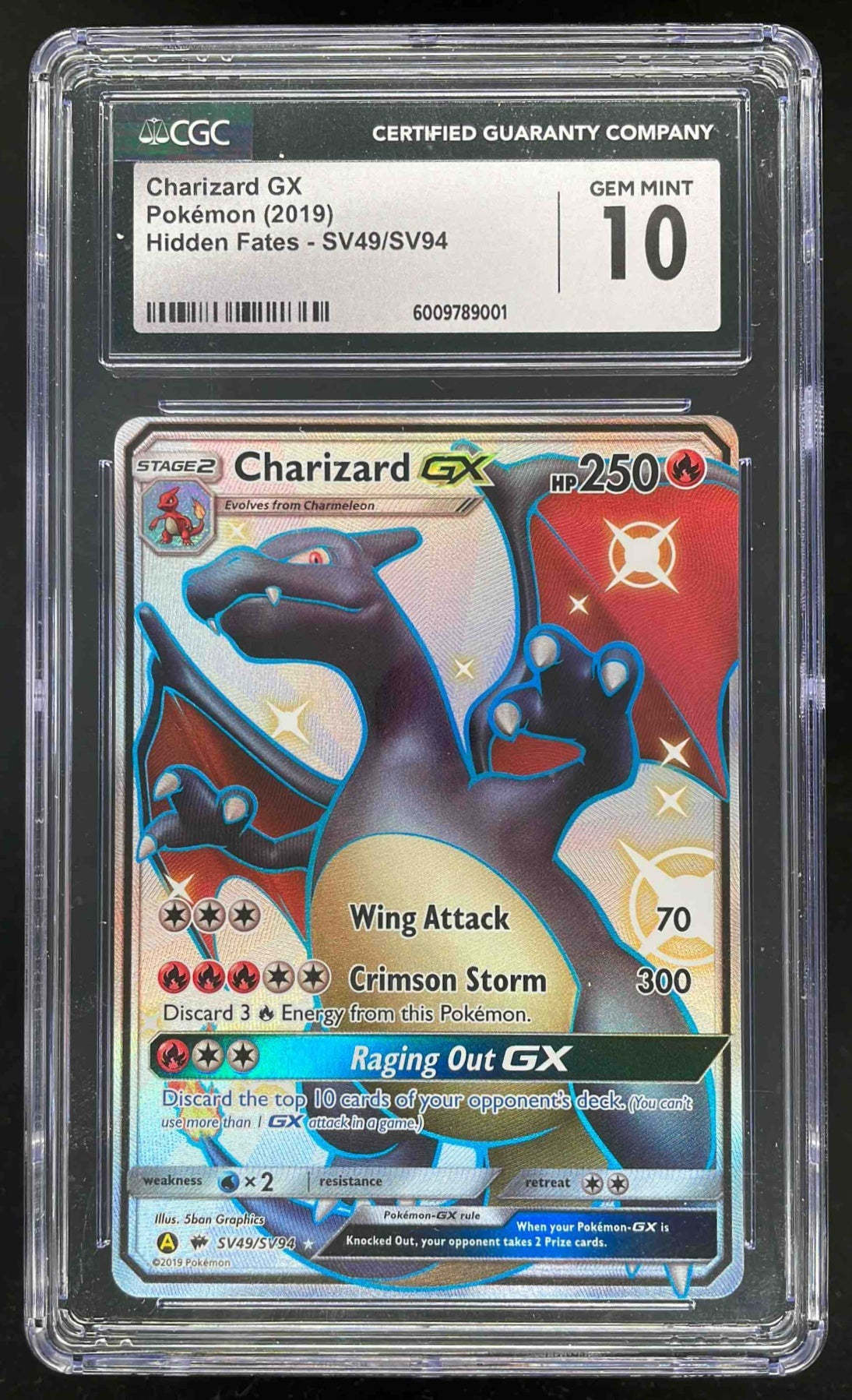 2019 Pokemon SM Hidden Fates #SV49/SV94 Charizard GX CGC 10