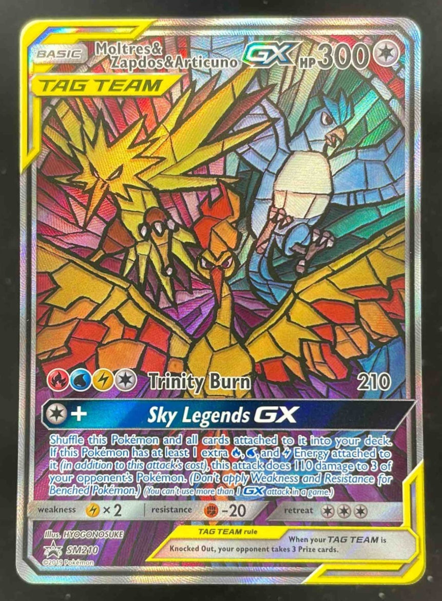 2019 Pokemon SM Black Star Promos #SM210 Moltres & Zapdos & Articuno Tag Team
