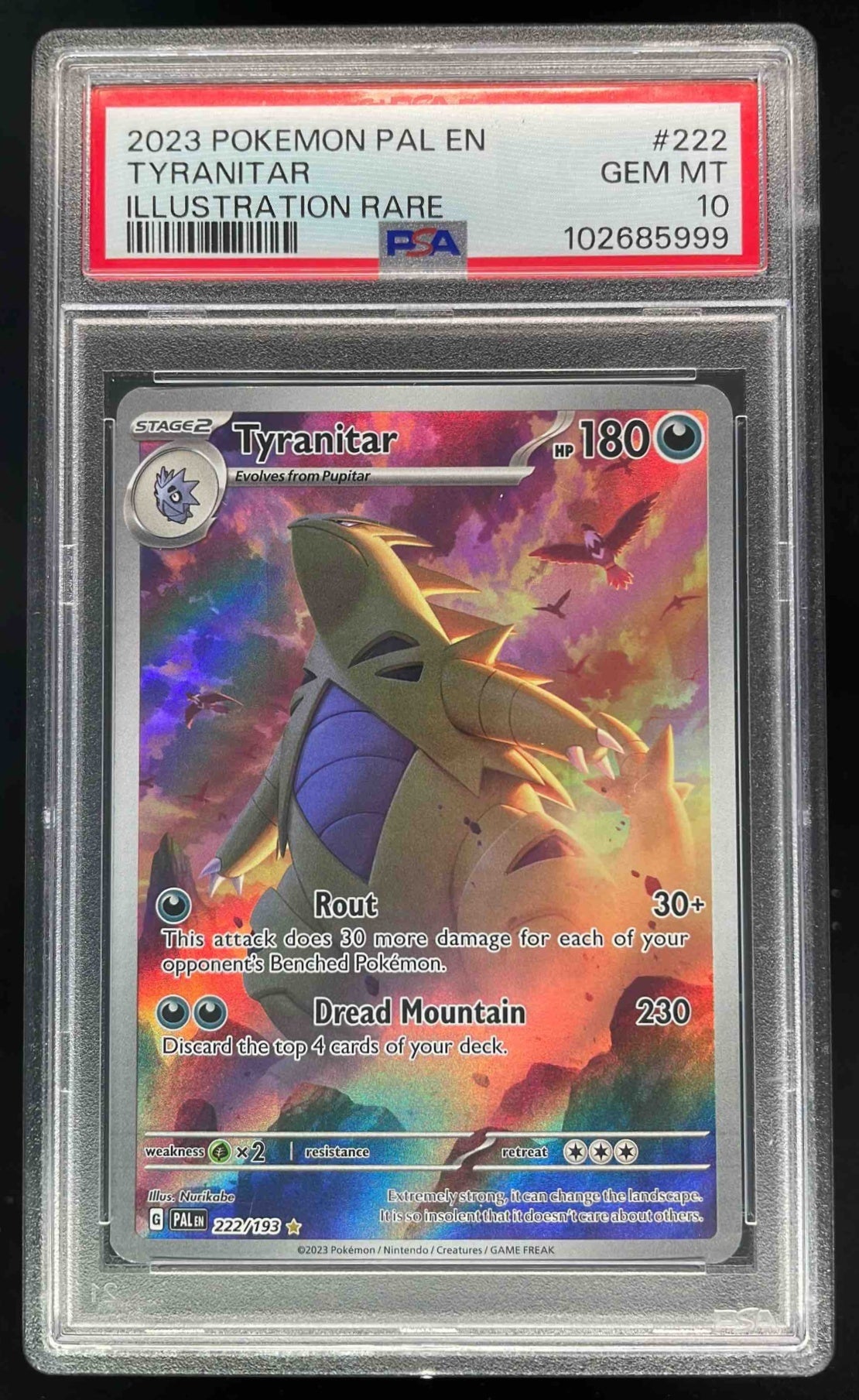 2023 Pokemon Scarlet & Violet Paldea Evolved #222/193 Tyranitar PSA 10