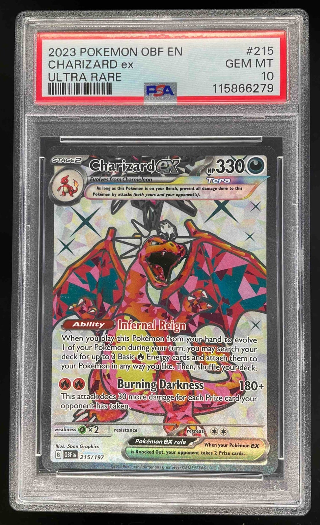 2023 Pokemon SV Obsidian Flames - OBF EN #215/197 Charizard ex PSA 10