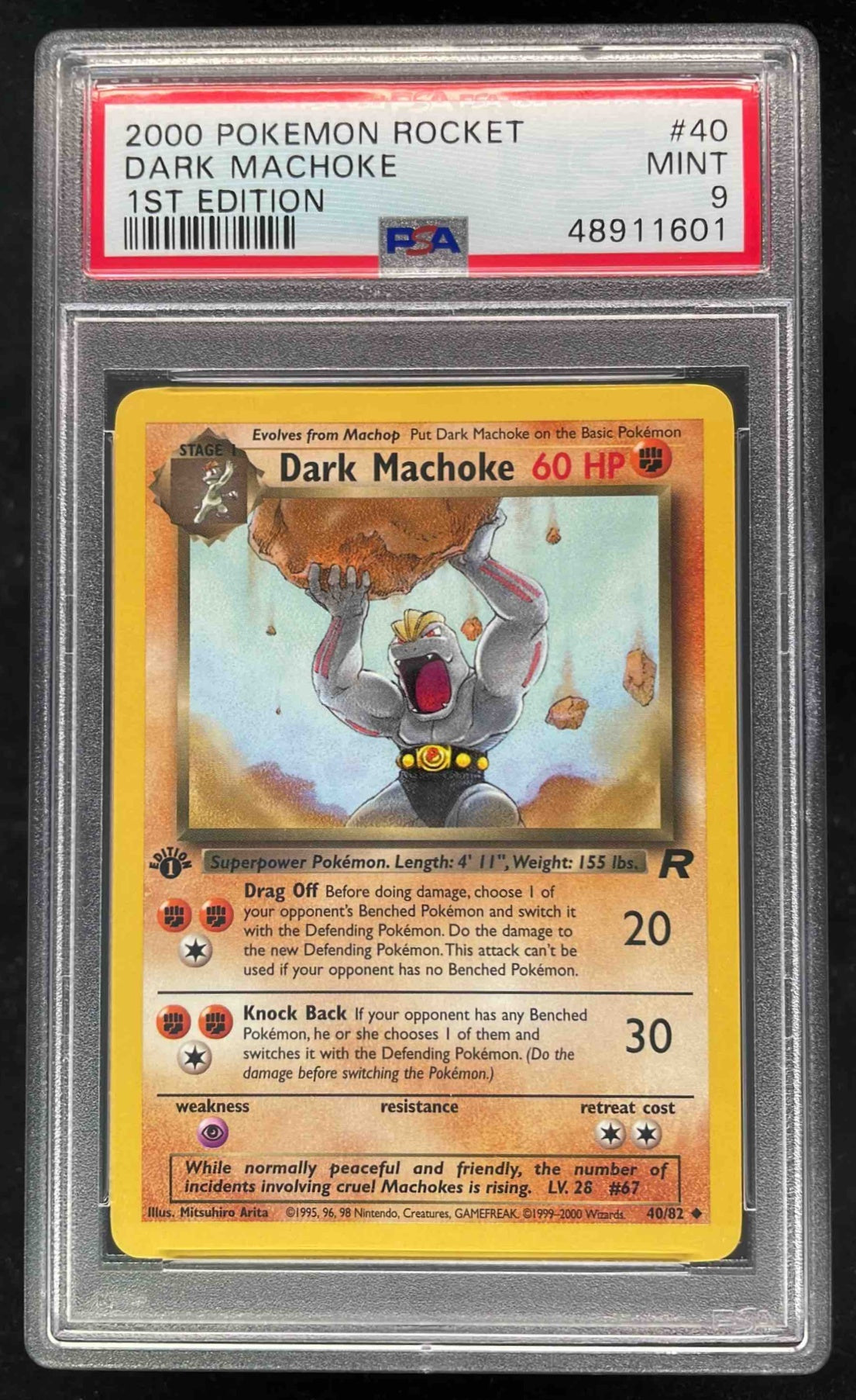2000 Pokemon Team Rocket First Edition #40/82 Dark Machoke PSA 9