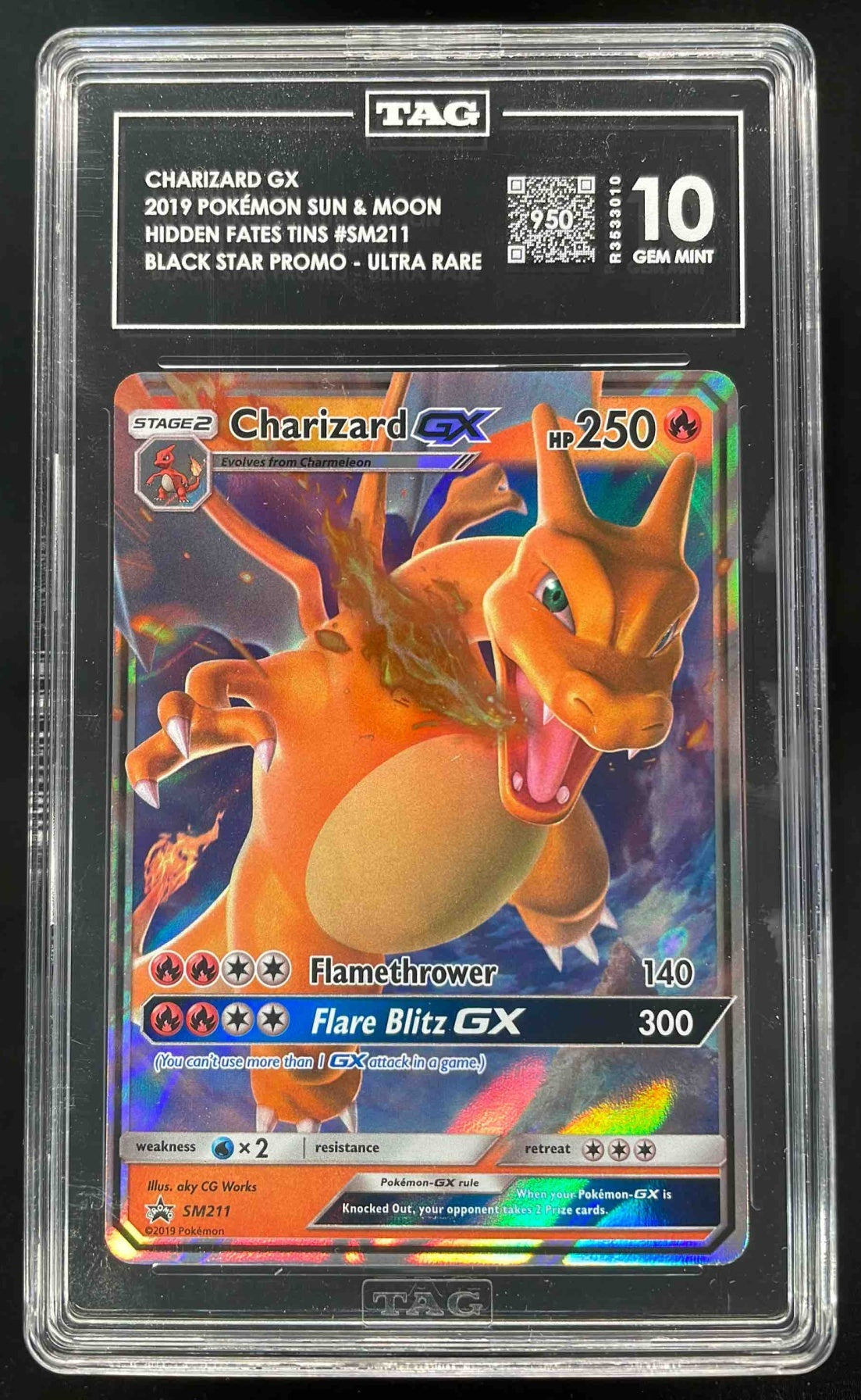 2016-19 Pokemon SM Black Star Promos #SM211 Charizard TAG 10