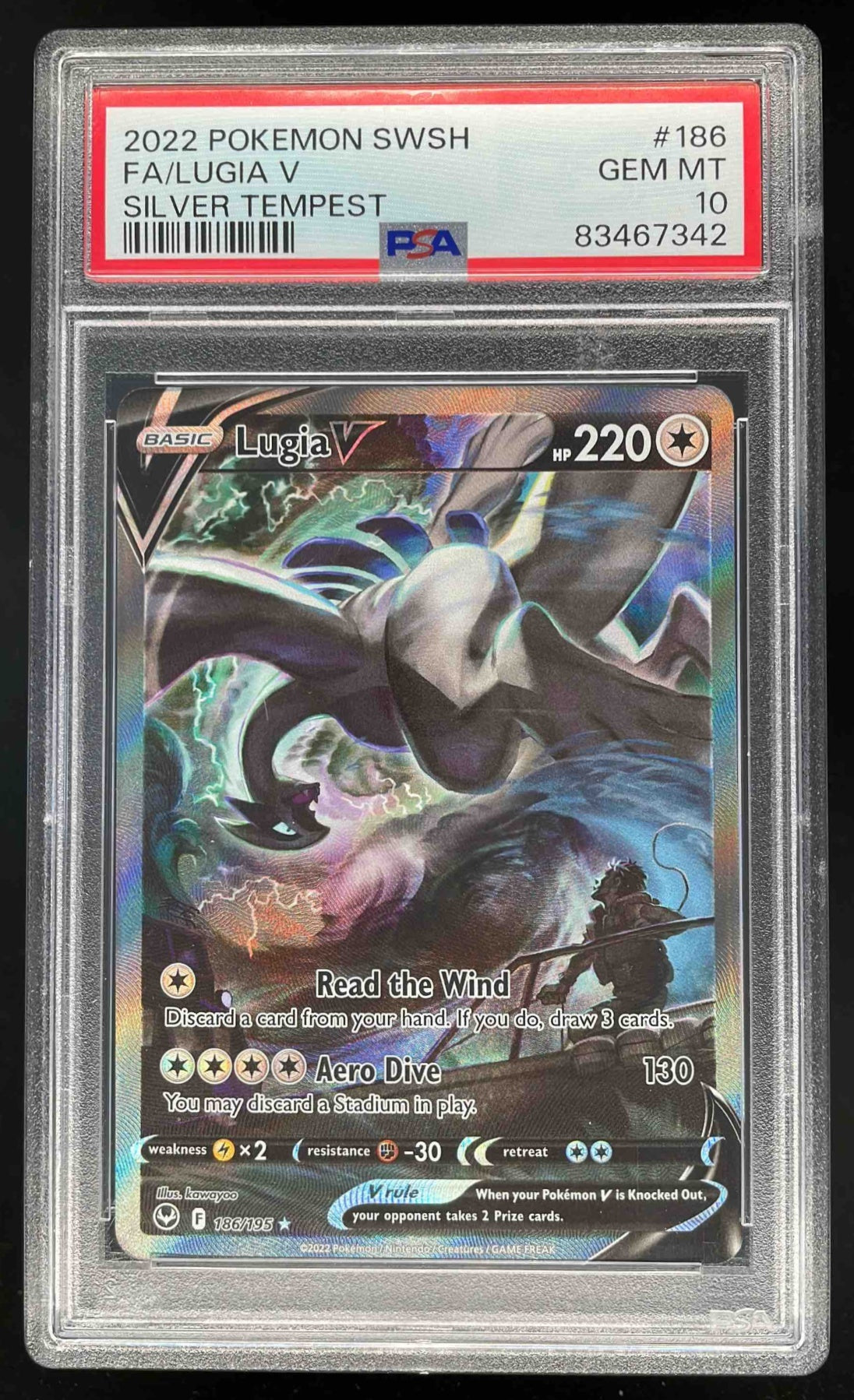 2022 Pokemon Sword & Shield Silver Tempest #186/195 Lugia V PSA 10