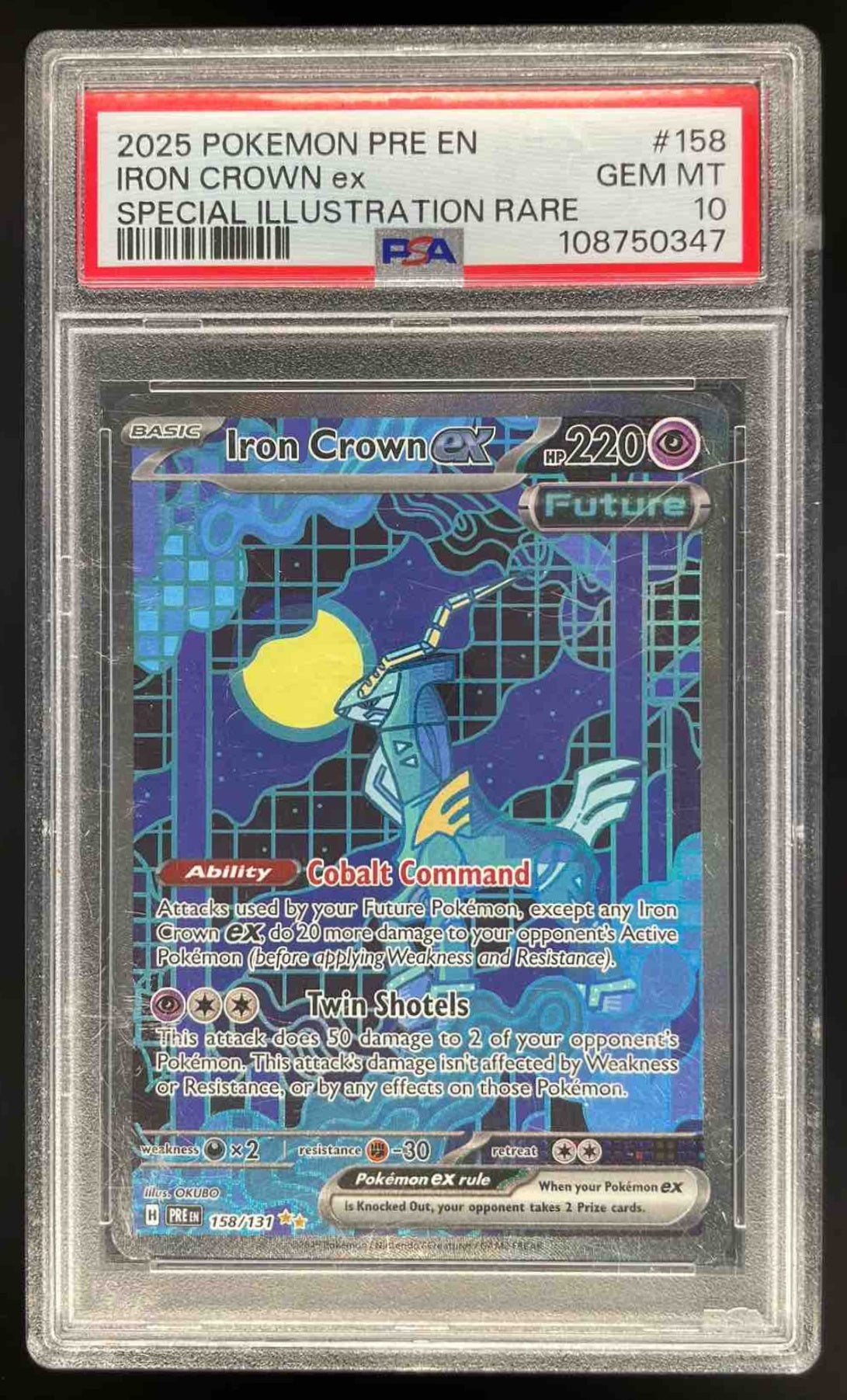 2025 Pokemon Prismatic Evolutions #158/131 Iron Crown ex PSA 10