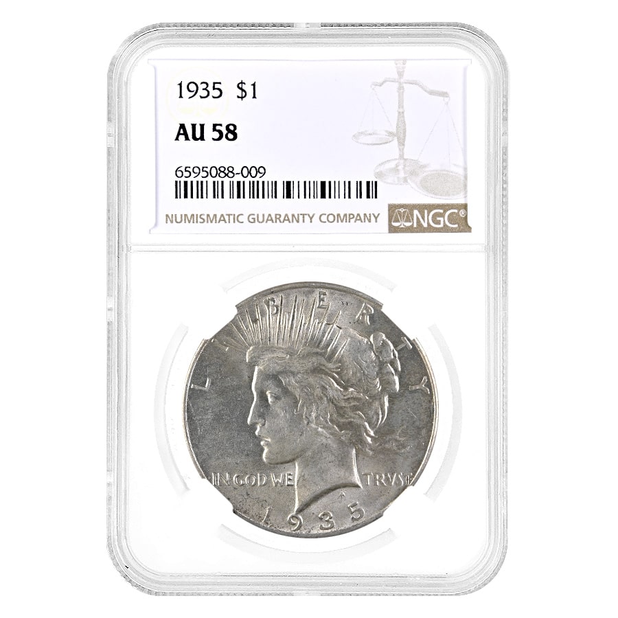 1935 Peace Silver Dollar $1 NGC AU 58