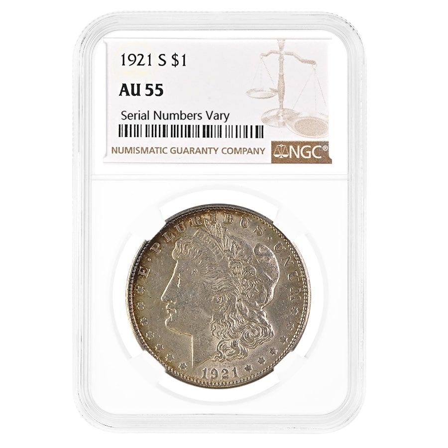 1921-S Morgan Silver Dollar $1 NGC AU 55