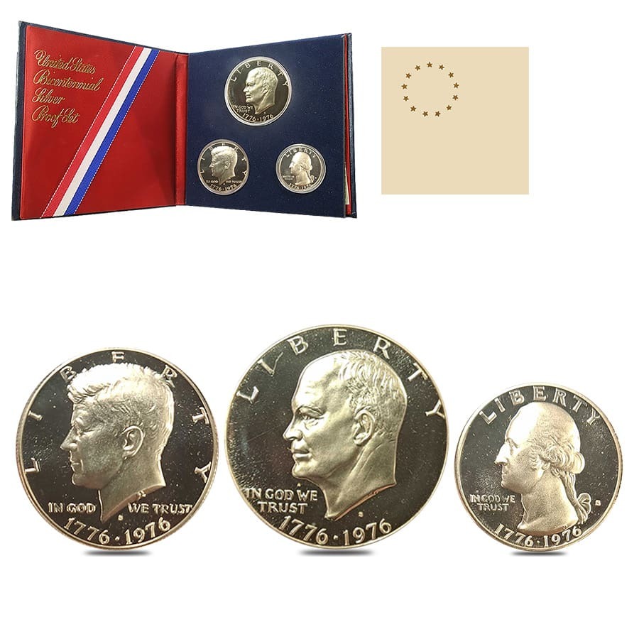 1976-S Bicentennial Silver Proof 3-Coin Set (Booklet, w/COA)