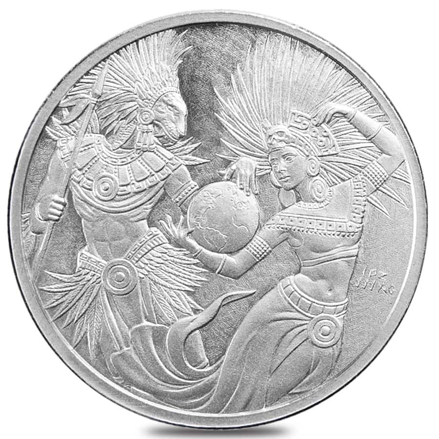 1 oz Aztec Yin Yang Silver Round .999 Fine