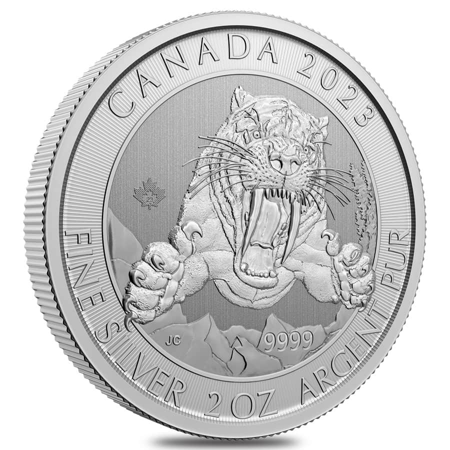2023 Canada 2 oz Smilodon Sabre-Tooth Cat Silver Coin BU