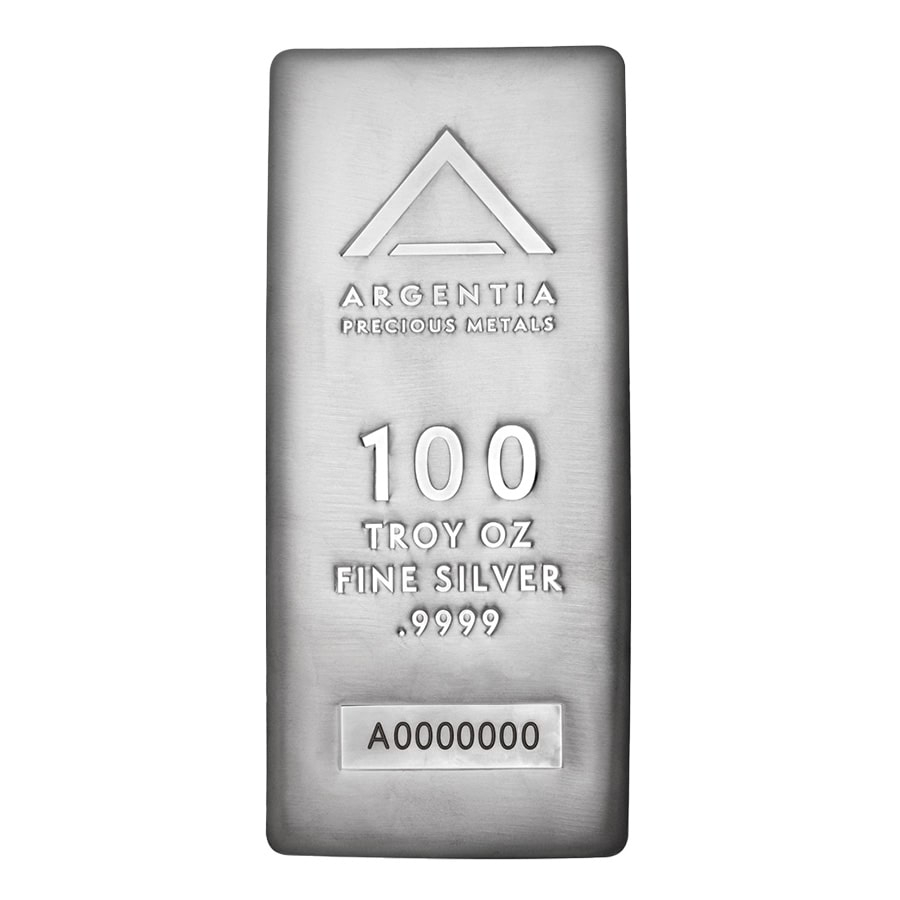 100 oz Argentia Cast Silver Bar .9999 Fine