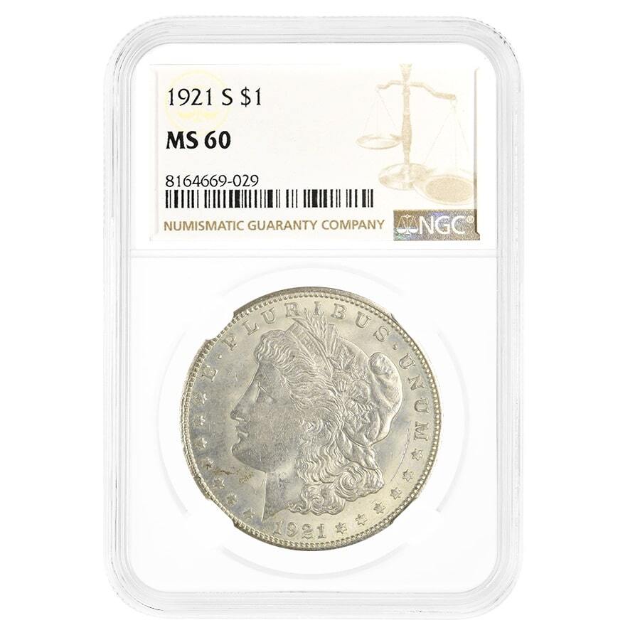 1921-S Morgan Silver Dollar $1 NGC MS 60
