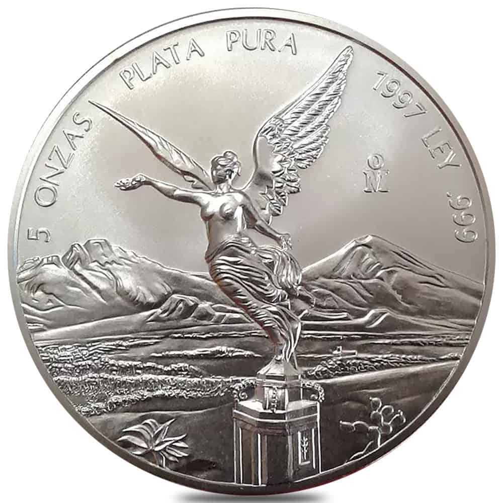 1997 5 oz Mexican Silver Libertad Coin BU