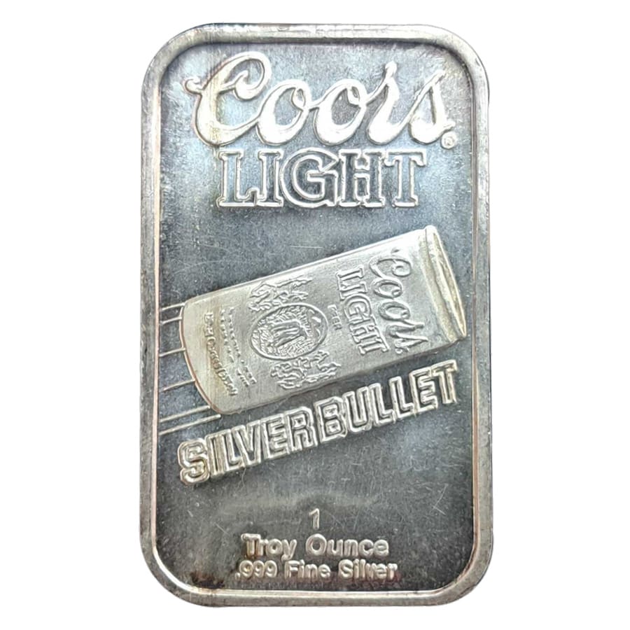 1 oz Coors Light Silver Bullet Silver Bar .999 Fine