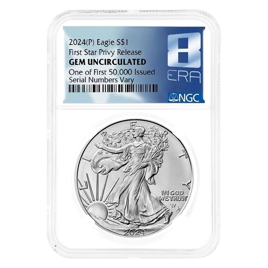 2024 (P) Star Privy 1 oz Silver American Eagle NGC GEM Unc One of First 50K (Era 8)