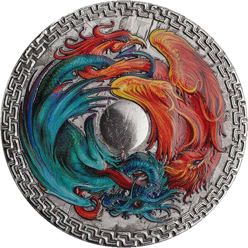 2022 1 oz Tokelau Silver Phoenix and Dragon Coin