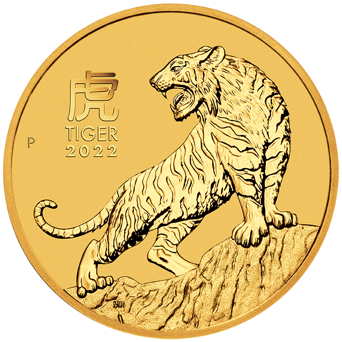2022 Australia 2 oz Gold Lunar Tiger Coin (BU)