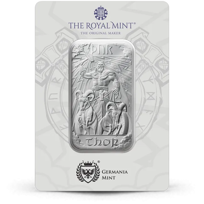 1 Oz Royal Mint Great Britain Norse Gods - Thor .9999 Silver Bar (New)