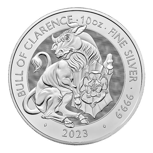 2023 UK 10 Oz Silver Royal Tudor Beasts Bull of Clarence Coin (BU)