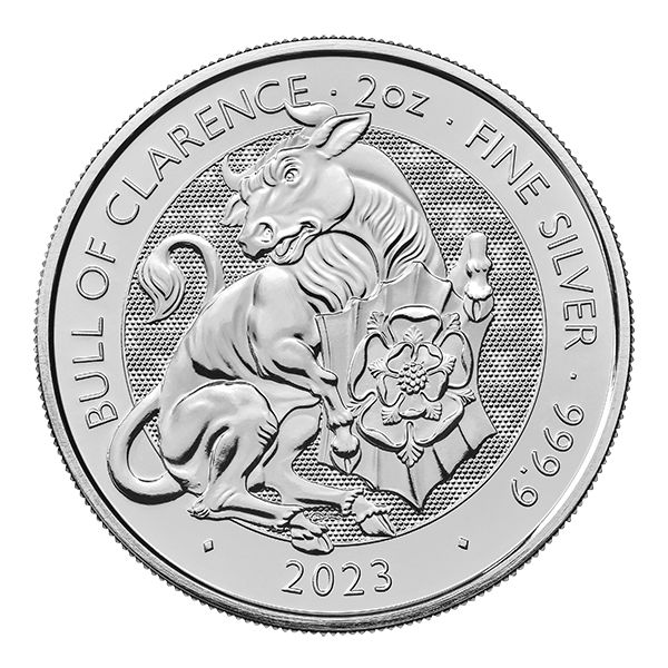 2023 UK 2 Oz Silver Royal Tudor Beasts Bull of Clarence Coin (BU)