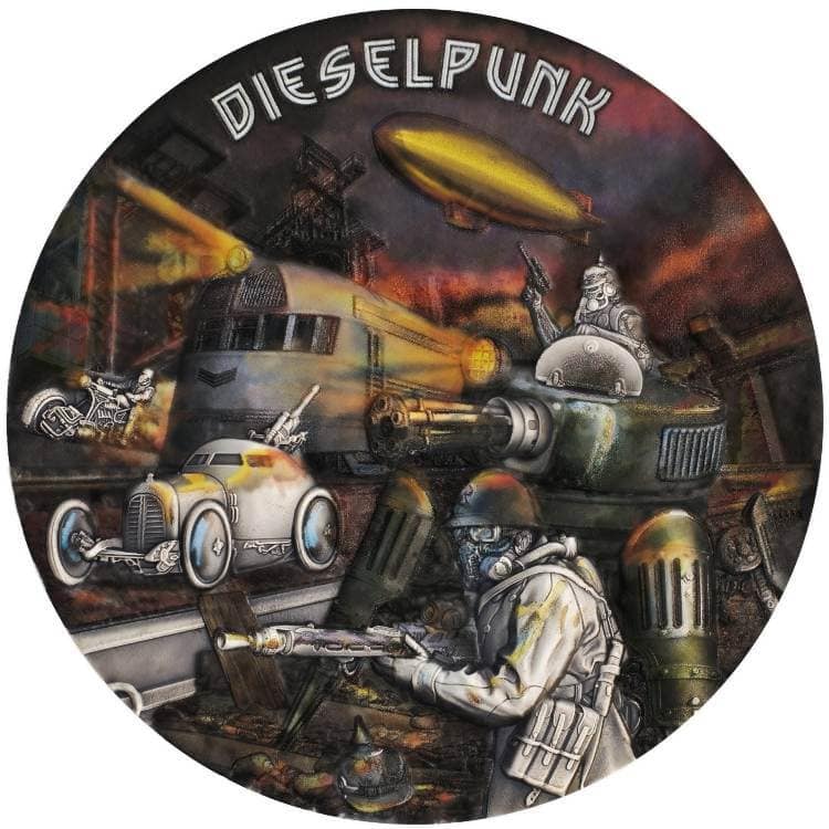 2023 Niue Punk Universe Dieselpunk 2 oz Silver Antiqued Colorized UV Coin