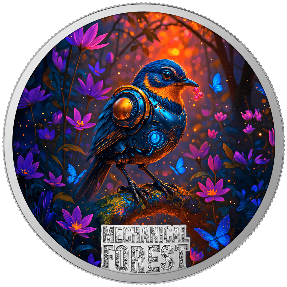 2026 Liberia Mechanical Forest Bird, Butterfly, and Bee 3 x 1 oz Silver Colorized Coin Set