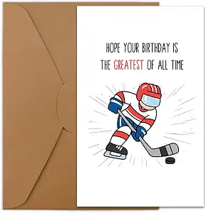Birthday Gift Card for Hockey Player Gifts for Women Men Birthday Greeting Card for Hockey Lover Bday Cards for Family Friends Bday Gifts for Hockey Lovers Birthday Greeting Cards with Envelopes