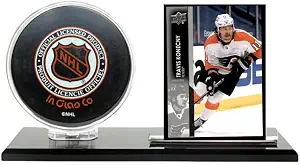 Acrylic Hockey Puck and Card Display Case | Acrylic Holder | Black Base and Clear Viewing Display Case | Protection & Elegant Design